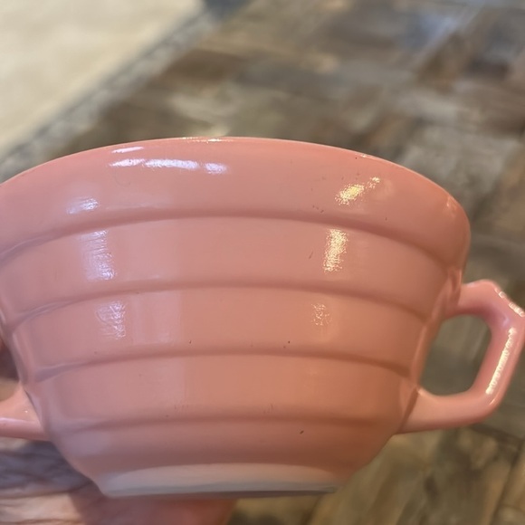 Hazel Atlas Moderntone Platonite Pastel Pink Cream Soup Bowls - Picture 8 of 9